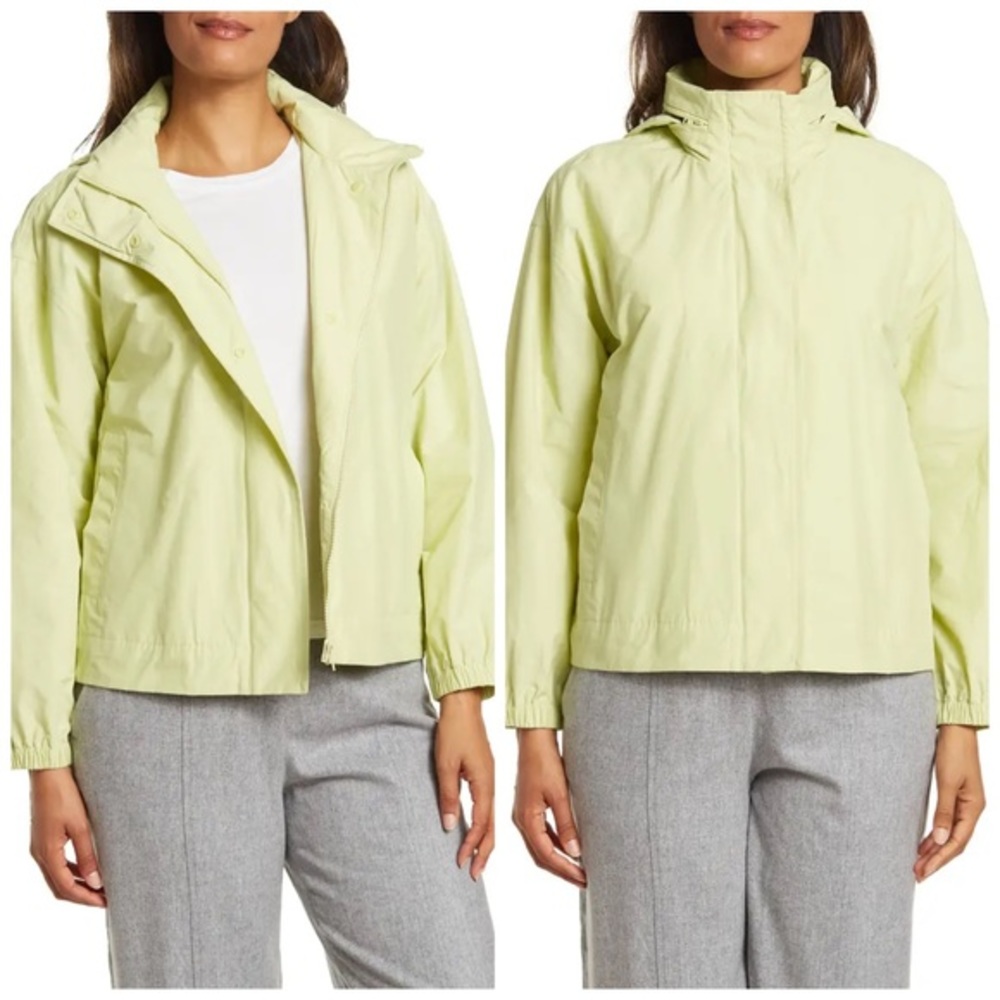 EILEEN FISHER Stand Collar Hidden Placket Jacket Lemon Ice Size Small /M